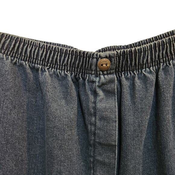 Woman Within Blue Denim Straight Leg Pull On Casual Pants Pockets Sze 28W Petite - Picture 8 of 11